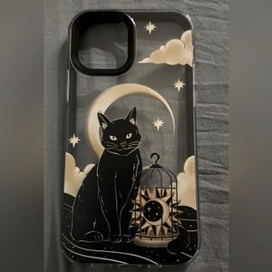 iPhone 12 phone case with Black Cat and Moon